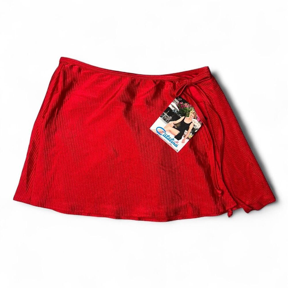 Y2K Catalina Red Swim Cover Up Mini Skirt NWT Vintage